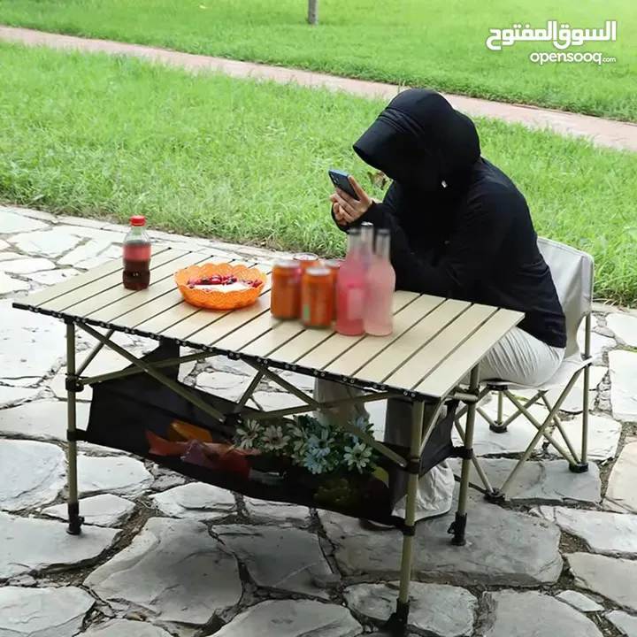 طقم طاولة ألمنيوم قابل للطي + 4 كراسي – خفيف، عملي، أنيق الرفيق المثالي لكل مشاويرك!!!