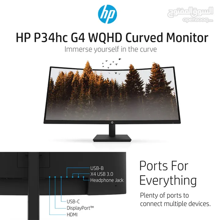 HP P34hc G4 WQHD Curved Monitor