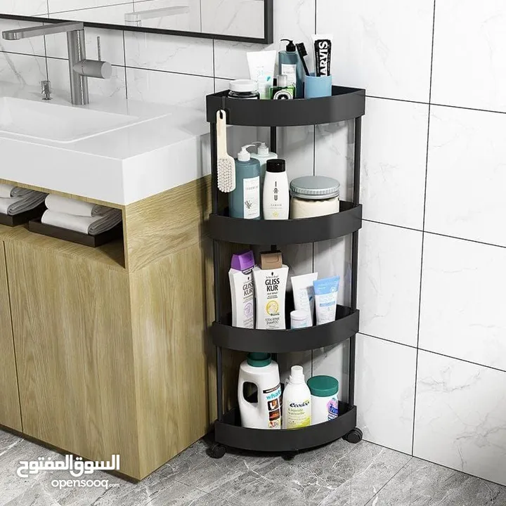ستاند الزاوية البلاستيكي 4 طبقات  المُساعد الذكي لترتيب الحمام والمطبخ بطريقة أنيقة وموفرة للمساحة