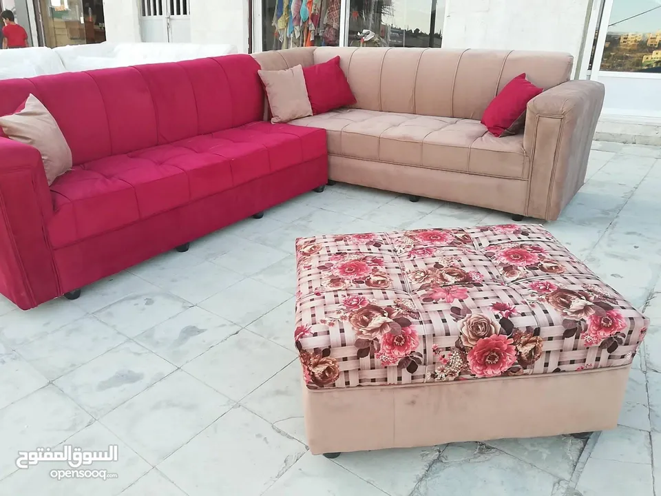عرض خاص كورنر 9 مقاعد مع كنب مزدوجة + بفه + 7 مخدات