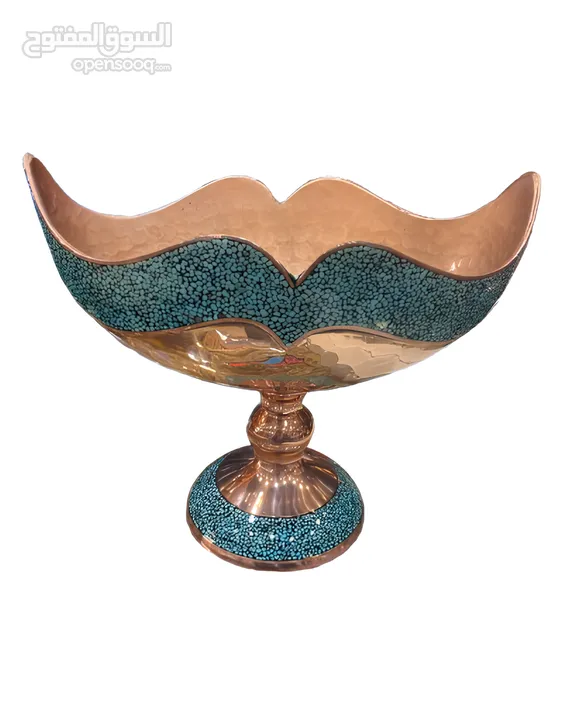 Elegant Handmade Copper & Turquoise Candy Dish / طبق وعاء حلويات مصنوع يدويًا من النحاس والفيروز