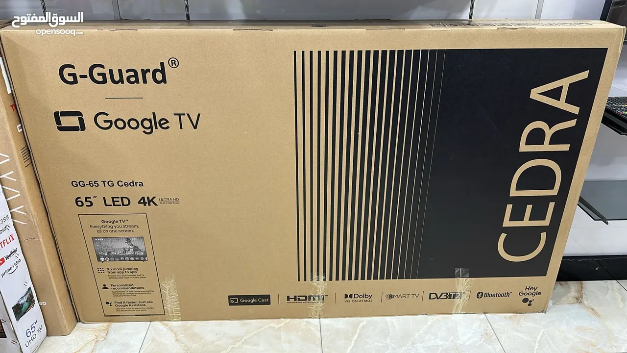 جيقارد جديد جديد حجم 65 انش 4k سمارت قوقل tv. أوامر صوتية ولا اروع16 مليون بكسل وضوح خالي فترة محددو