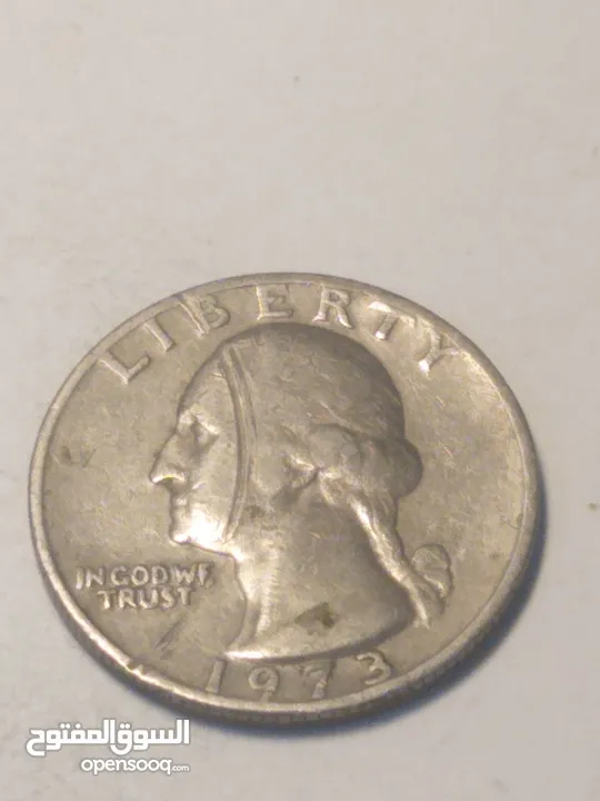 1973 A quarter of a US dollar.