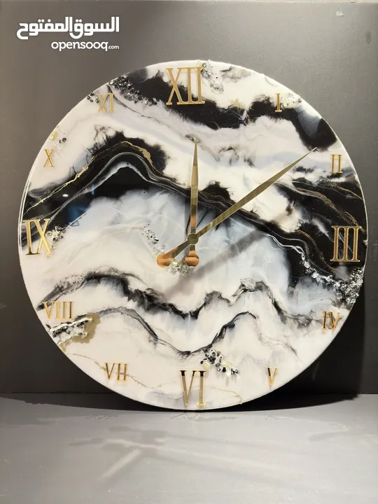 Exclusive black art resin wall clock 60 cm