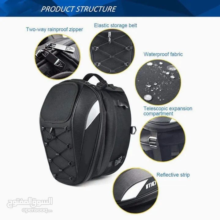 Motorcycle Rear Seat Tail Bag, Dual Use Backpack Waterproof