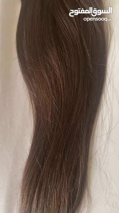 وصلات شعر اصليه طبيعيه  كستنائي اللون للبيع  - Original natural chestnut hair extensions for sale