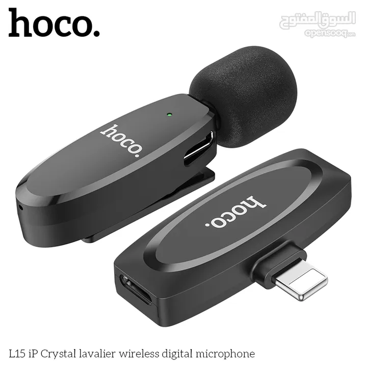 HOCO L15 iP Crystal lavalier wireless digital microphone مايك اصلي وايرلس  تايب سي / ابل