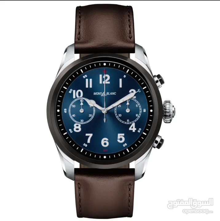 Luxury Digital Mont Blanc Smart Watch: Summit 3 Tri-Color Edition - Green Leather & Black Straps