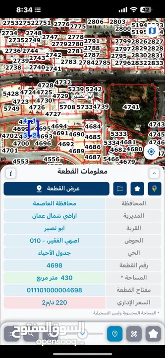 ارض للبيع 430 متر ابو نصير
