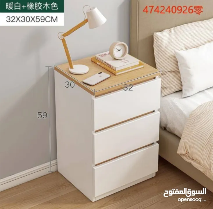 كامودينة ابيض بدون قفل مثالية للتخزين وتنظيم الزاوية بكل أناقة  تصميم عصري  سعة تخزين ممتازة