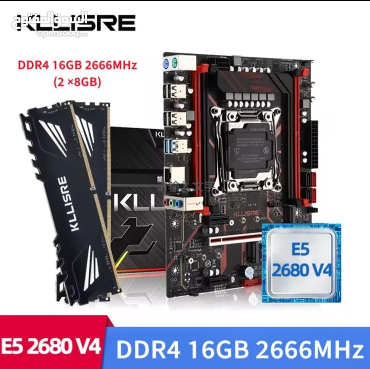 Kllisre xeon x99 motherboard kit combo LGA 2011-3 E5 2680 V4 CPU 2pcs X 8GB 2666MHz DDR4 memory