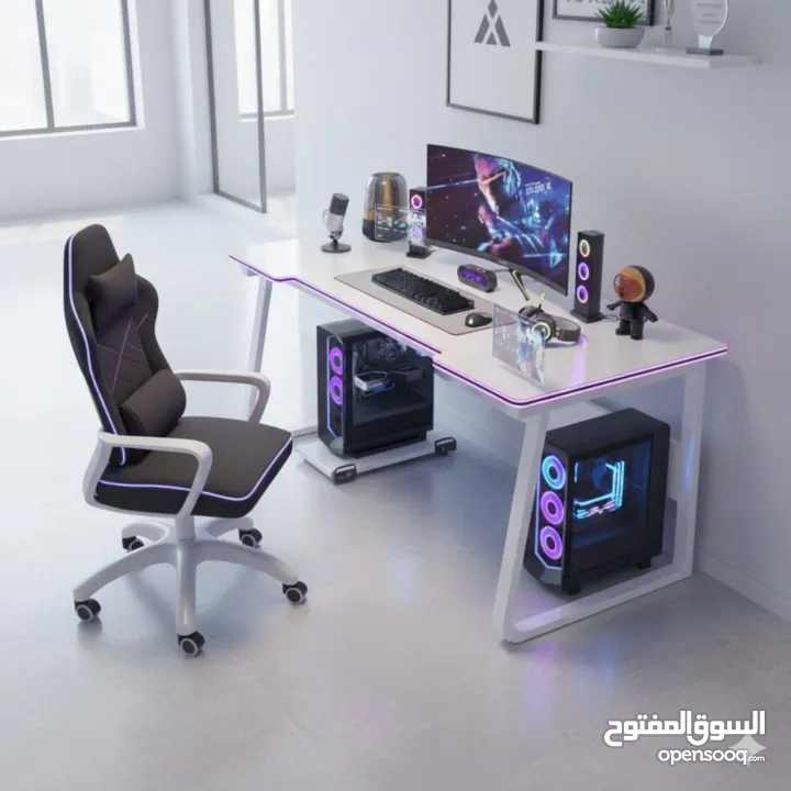 طاولة جيمينغ / مكتب كمبيوتر – تريند السيت أب العصري إذا بدك مكتب يجمع بين الشكل الفخم والع