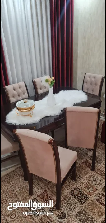 طقم كنب 7مقاعد بحاله الوكاله طقم سفره فخم 6كراسي مطعم زان