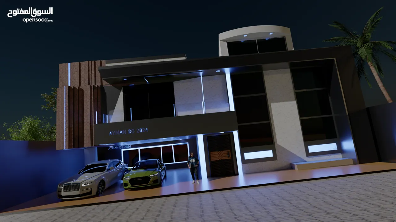 تصميم 3Dخارجي مبنى سكني شقق سكنية