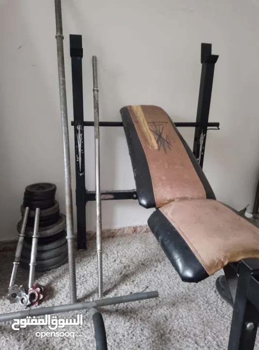 اوزان دامبل و بار و تخت مستعملة للبيع