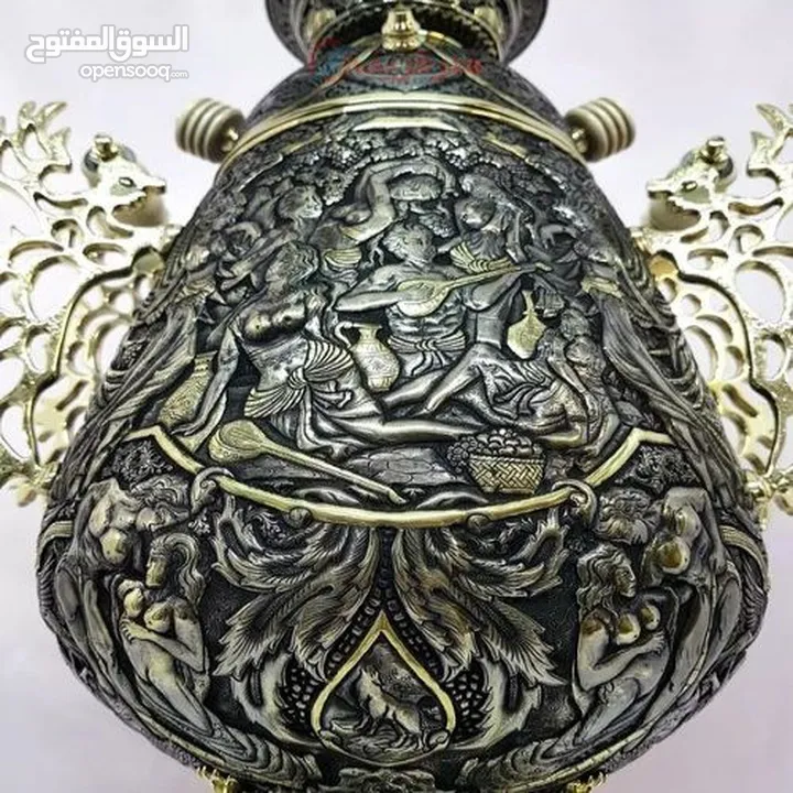 سماورالفحم للنحاسية الفاخرة 6-8 ليتر 100./. نحاسية 100./.صنع يدوية الفاخر مجلل صنع في ايران