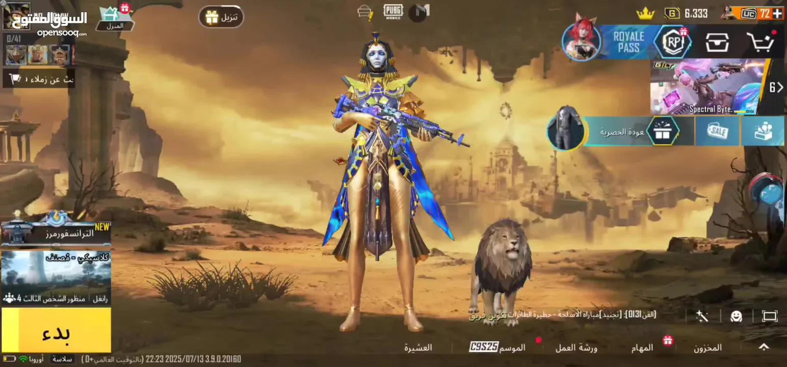حساب ببجي للبيع level 72 بحتوي على 23 سلاح  بيطور والأسد المثك وبعض اللبسات مع رقصاتهن وش شخصيات