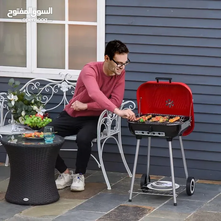 منقل شواء الفحم كانون شوي الحجم الكبير  بغطاء زرب متنقل للحديقة والرحلات