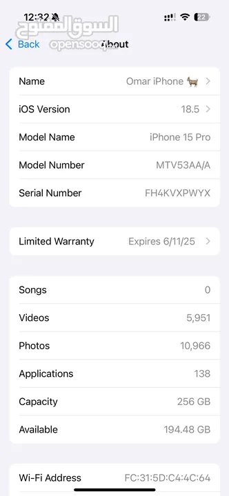iPhone 15 pro natural titanium 256GB used like new