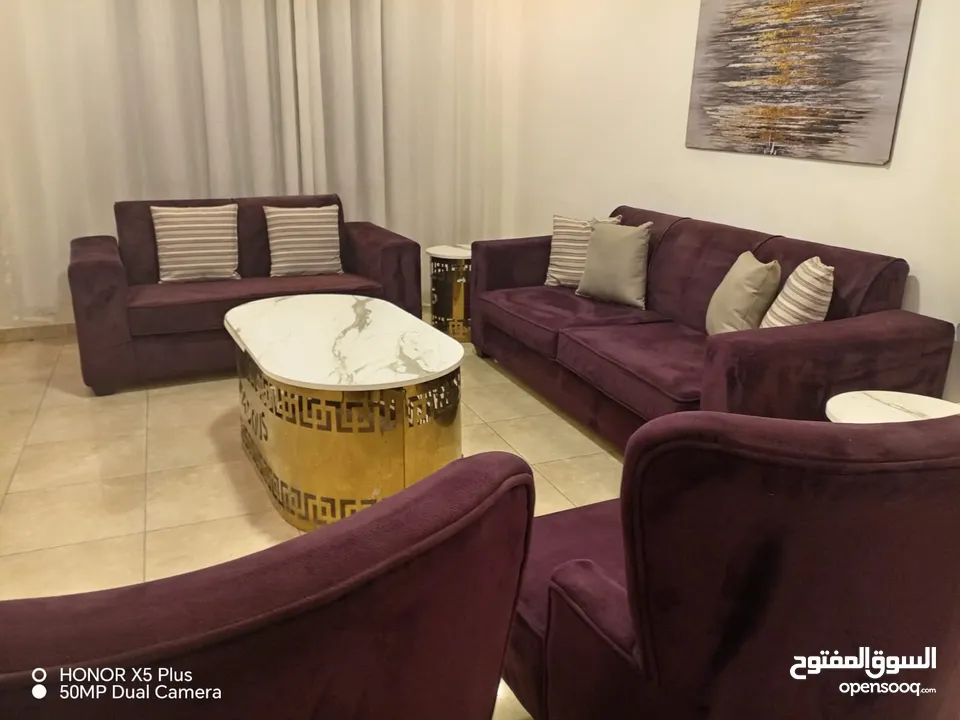 طقم كنب مستورد نخب أول 7 مقاعد (ثلاثي + ثنائي + 2 مفرد) خشب سويد فل + إسفنج دانلوب طبي