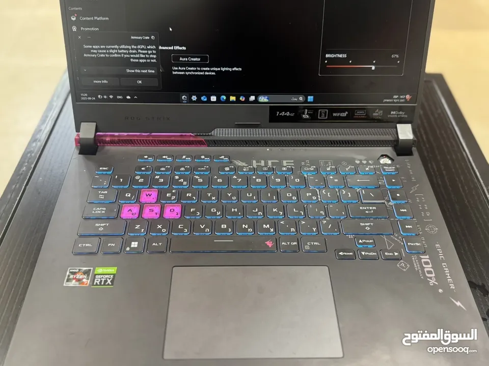 Asus rog strike للبيع مستعمل اخو جديد استعمل لمده قصيره