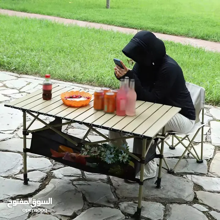عرض خاص لعشاق الرحلات والمغامرات! طقم طاولة ألمنيوم قابل للطي + 4 كراسي – خفيف، عملي،