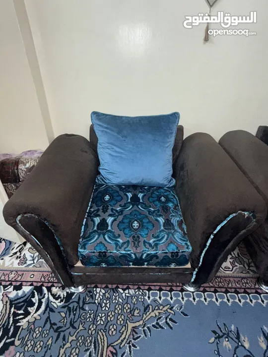 طقم كنت نفخ أمريكي 7 مقاعد لون بني وأزرق تركواز