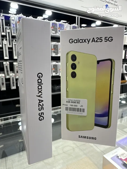 Samsung A25 ( 128 GB / 6 GB RAM ) ) جديد مسكر بالكرتونة كفالة وكيل الاردن