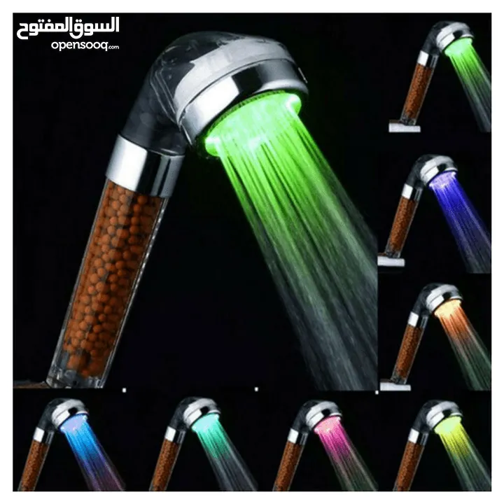 الدوش العجيب المضئ + تقويه ضغط الماء LED shower بدون كهرباء او بطاريات دش حمام