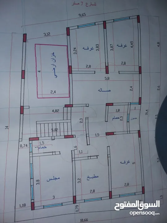 بيت جديد معمده في السجل جوار عبدربه منصور الستين ثلاث لبن ونصف حر دور وبدروم .