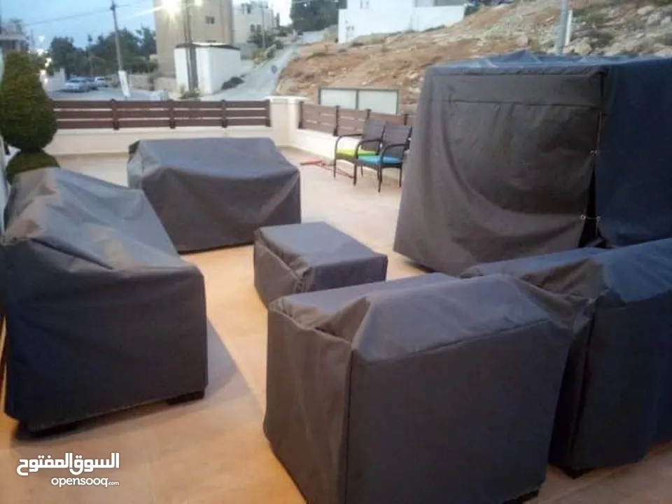 تفصيل اغطية و كفرات لاطقم الرتان والمراجيح الايطالي و عش البلبل والاثاث الخارجي من الشتاء والمطر
