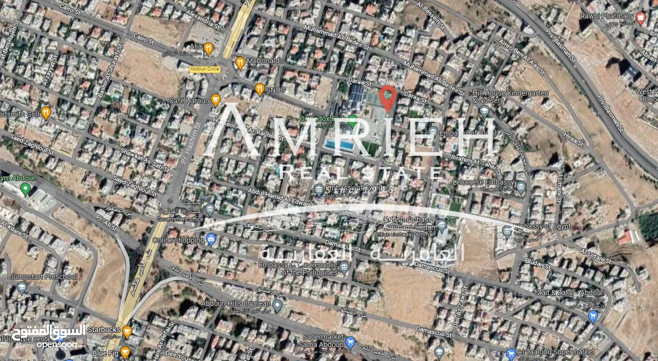 ارض 830 م للبيع في عبدون / بالقرب من سفارة جنوب افريقيا .