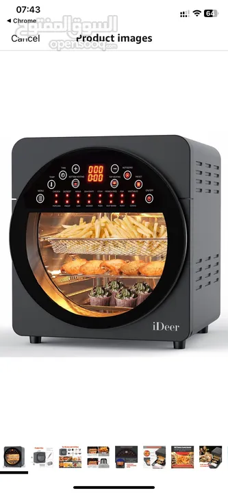 Air Fryer Oven,14.5L Large Toaster Oven with Touch Screen LED Digital, 16 Program