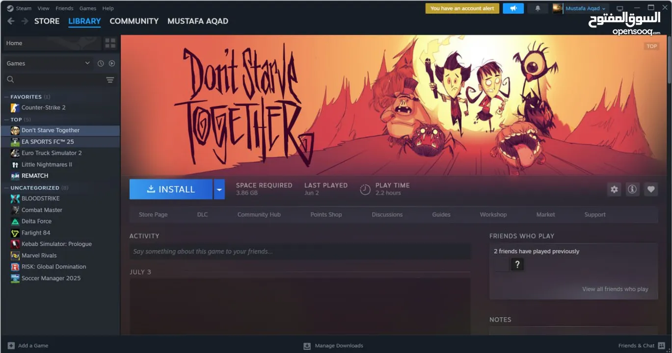 حساب Steam للبيع مع 5 ألعاب قوية بسعر مميز