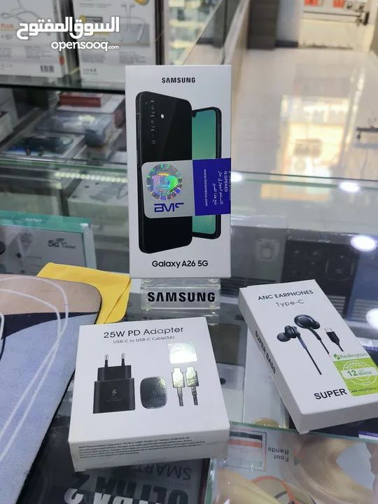 مشغل يوم واحد SAMSUNG A26 5G مستعمل جيجا 256 رام 16 معه بكج هدية متوفر توصيل