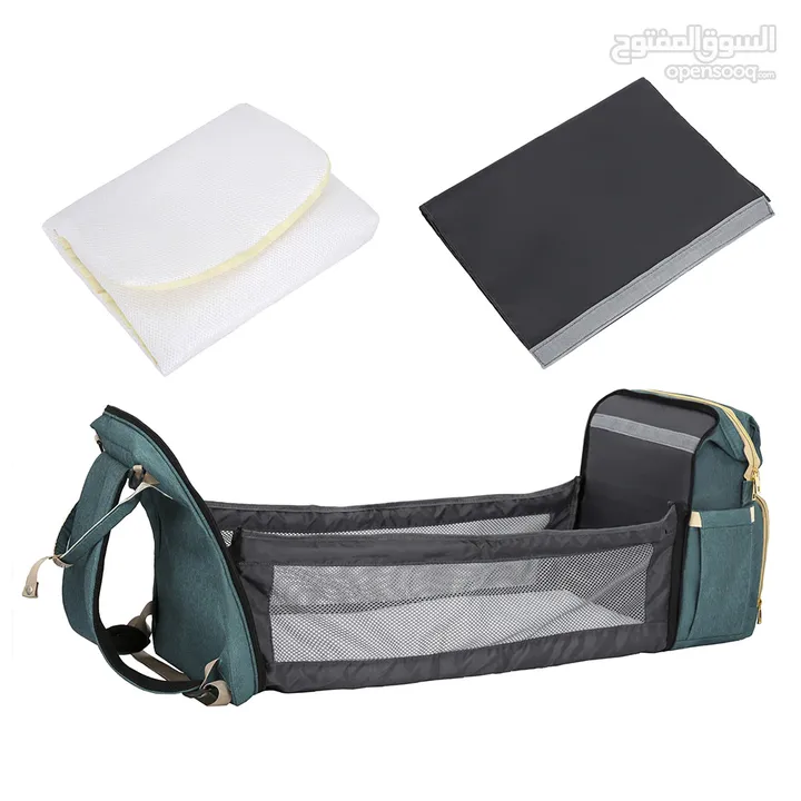 وصل حقيبة ظهر الام مع سرير  للاطفال 2×1  حقيبة مميزة خاصه للامهات حيث تتميز بتصميم مليئ بمساحات كبير