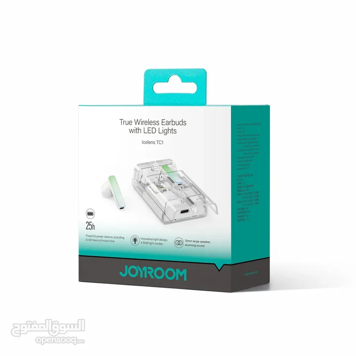 سماعات جويروم JOYROOM JR-TC1 – تصميم شفاف بإضاءة RGB وصوت عالي الدقة