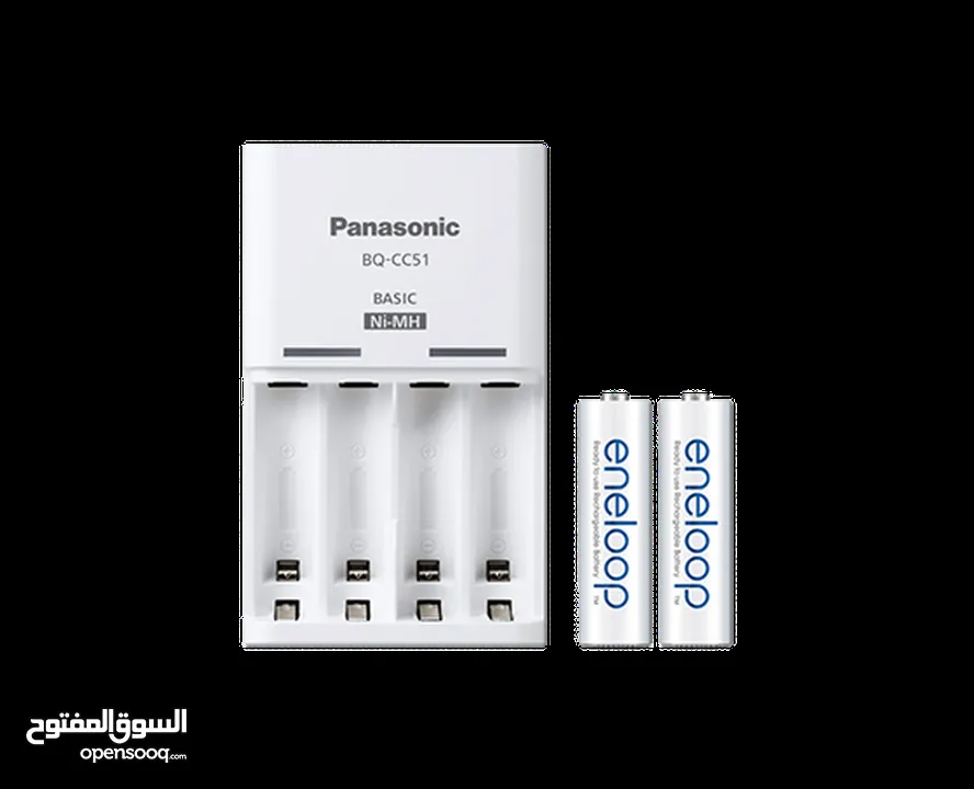 Panasonic Battery Charger شاحن بطاريات بناسونك صناعة اليابان مع بطاريات شحن عدد 2 قياس AA