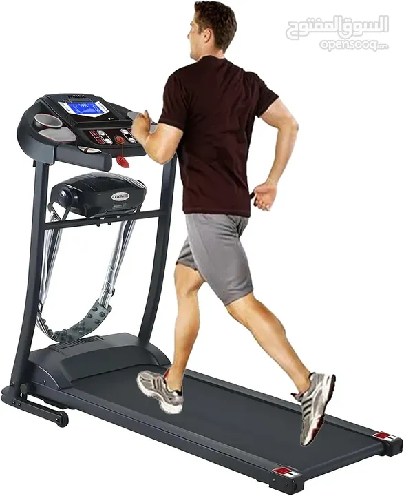 جهاز مشي كهربائي منزلي من نوع TECHNO FITNESS بحالة شبه جديدة-متعدد الوضائف مع شاشة رقمية وجهاز تدليك