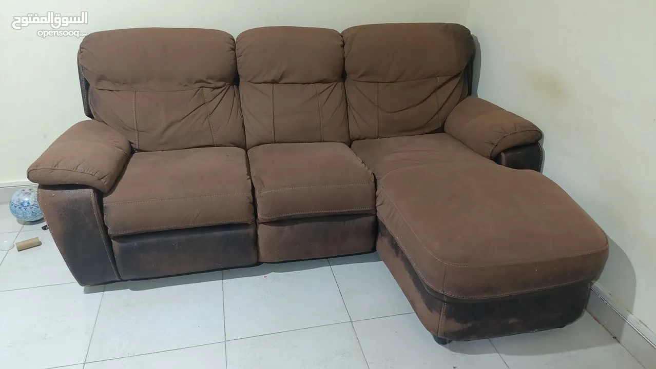 Sofa L-shape Double Recliner 3 Seater