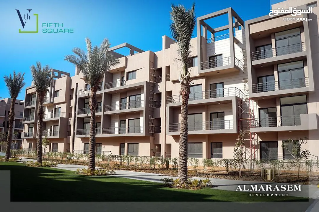 شقه للبيع 3 غرف متشطبه استلام فوري في فيفث سكوير المراسم التجمع الخامس FIFTH SQUARE ALMARASEM