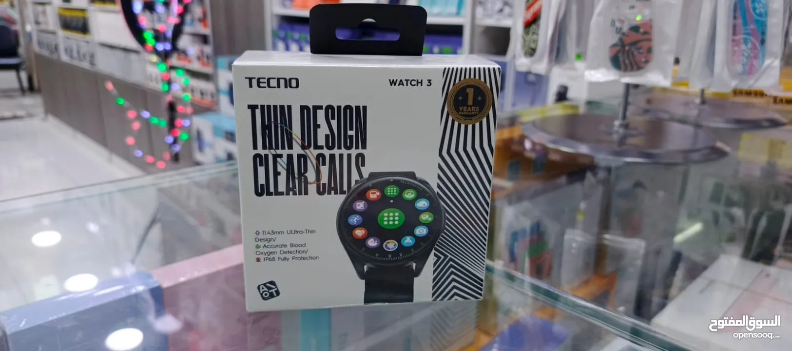 ساعة 3 TECNO WATCH الاصلية بتضل متواصلة 7 ايام جديده بلكرتونه