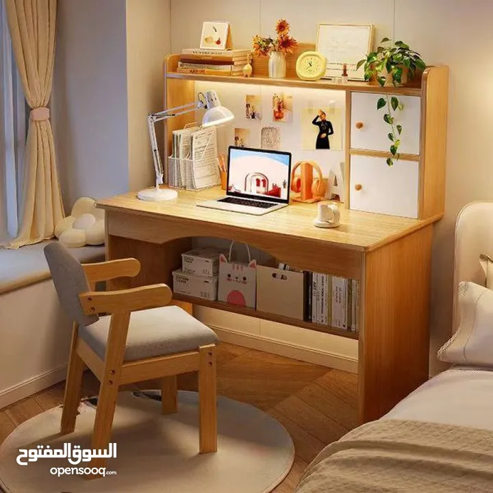 مكتب دراسي كامل متكامل مكتب مثالي مع سطح مكتب واسع خشب مقاوم للخدوش وسهل التنظيف والتركيب