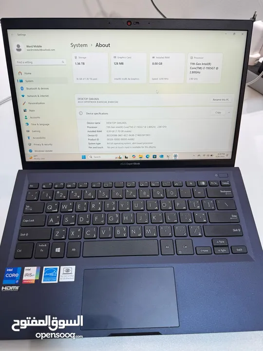 Laptop Asus Expertbook B1400 i7-1165G7  لابتوب اسوس ايكسبرت بوك ب14