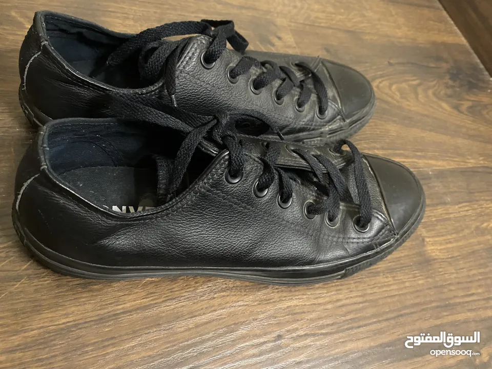 Black Leather Converse Shoes