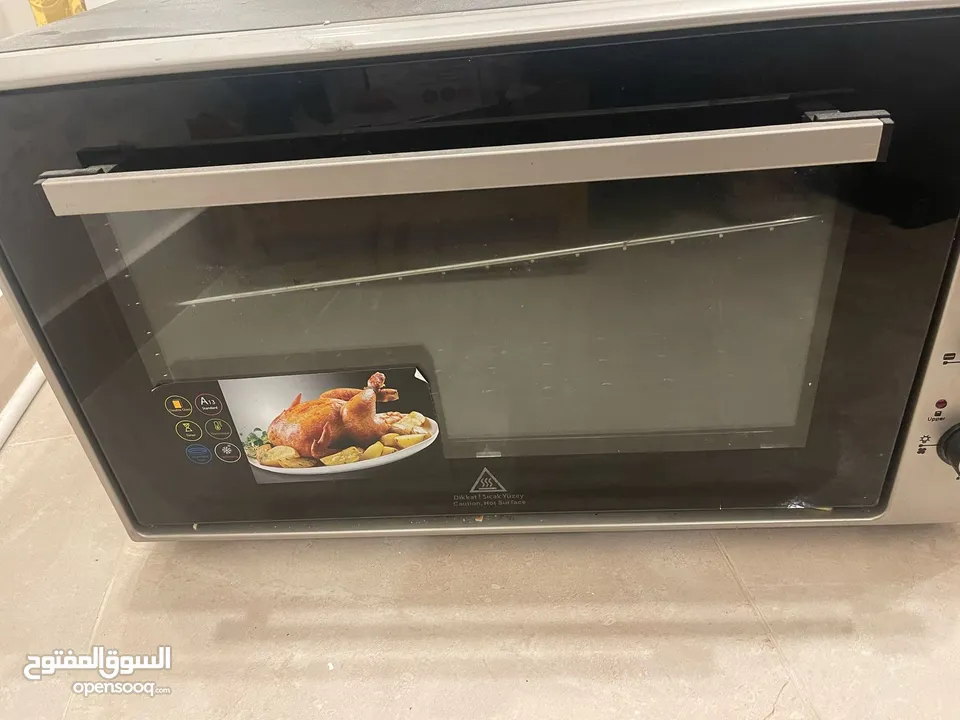 فرن كهربائي تركي بحال وكله فل مواصفات مع شويه وفرن حافظ الحراره ومؤقت وانارة داخليه ومروحة توزيع