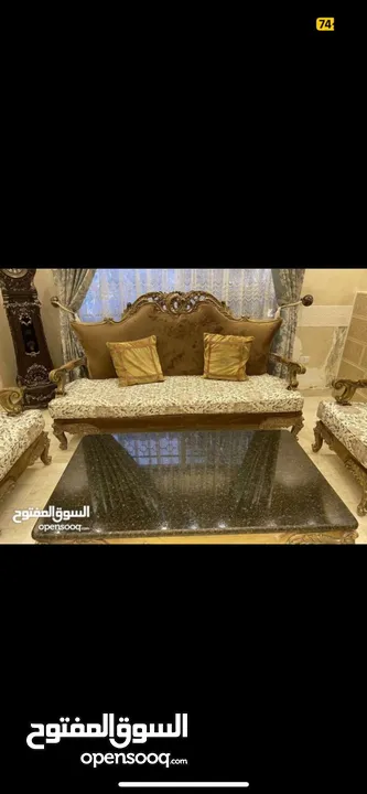طقم كنب خشب زان 7 مقاعد