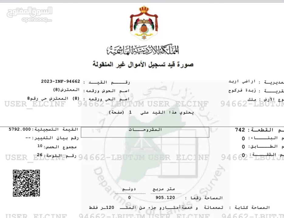 قطعة أرض بموقع متميز- اربد - زبدة فركوح - قرب الملعب ومدرسة الملك عبد الله للتميز