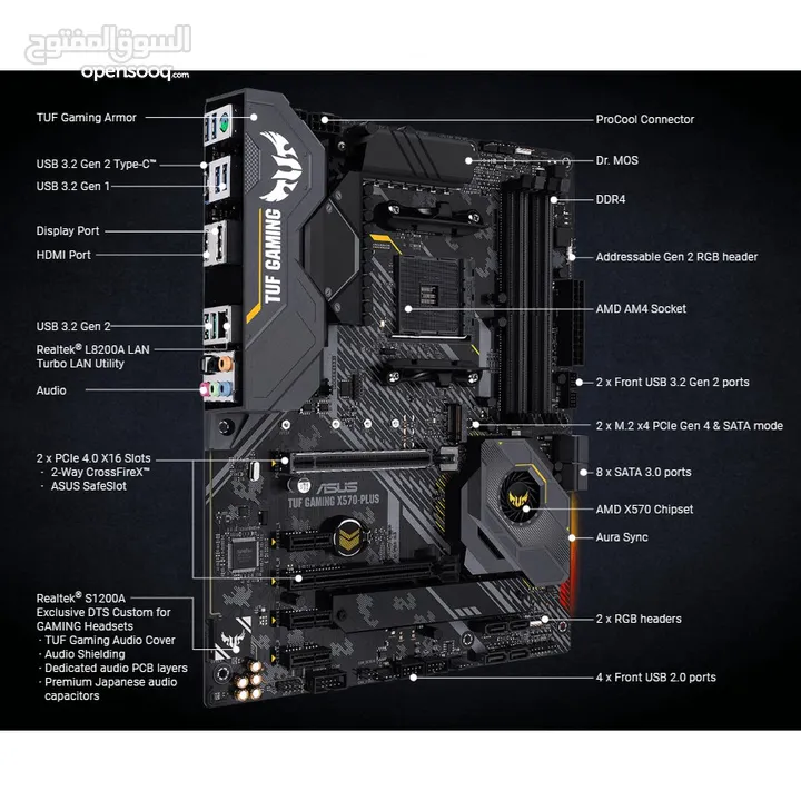 MOTHERBOARD ASUS TUF GAMING X570-PLUS مثر بورد اسوس تف اكس 570 بلس