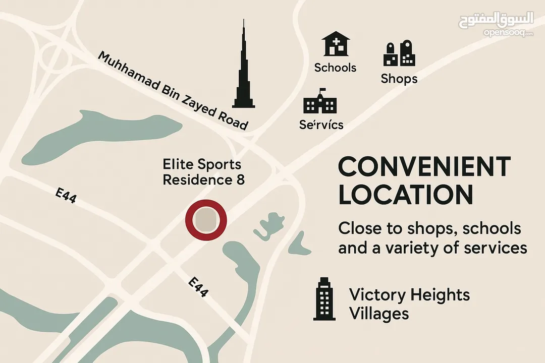 شقة سكنية فاخرة للبيع في دبي،ضمن مشروع مميز يحمل اسم Elite sports Residence 8,في دوار الشيخ محمد